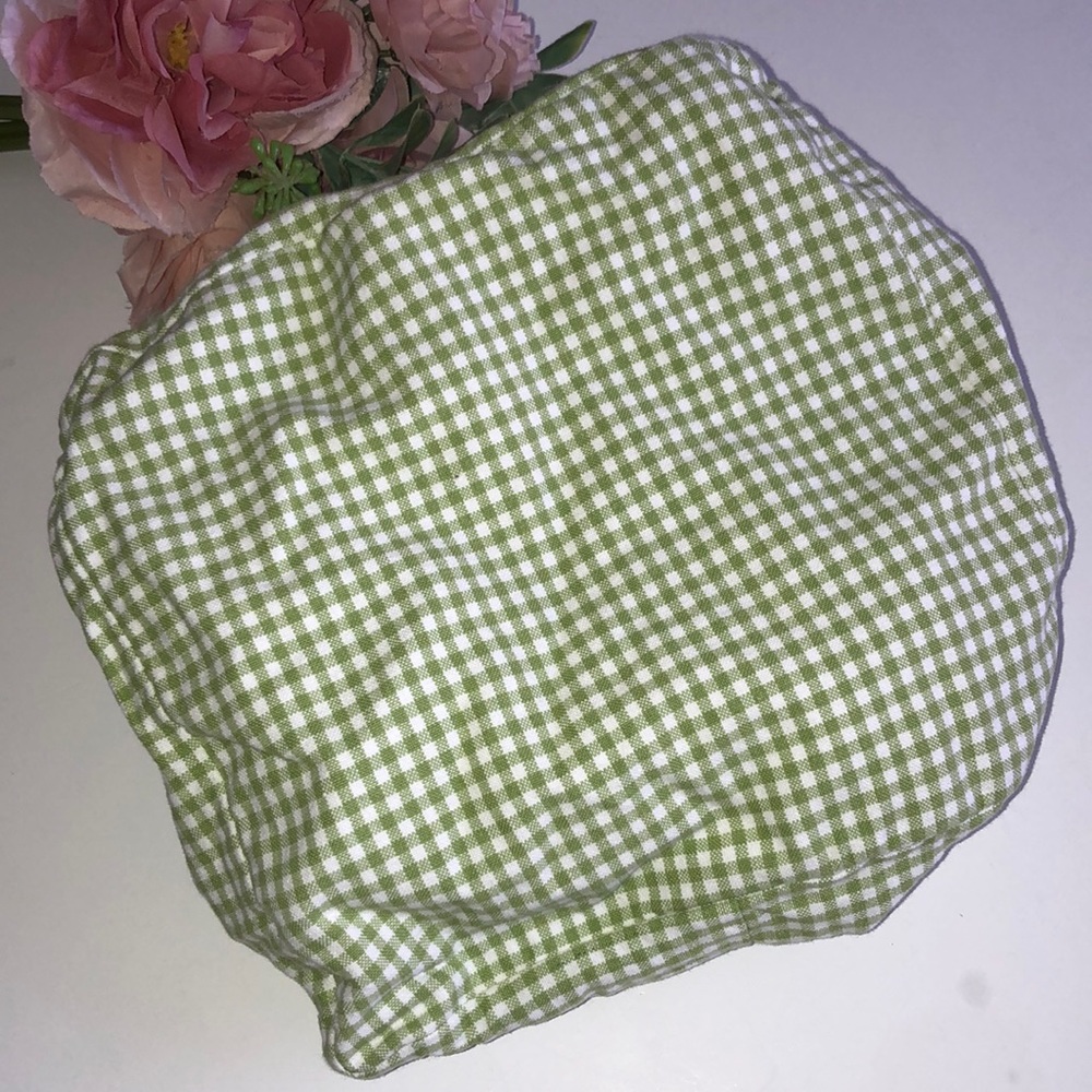 Pottery Barn Kids Green and White Gingham medium drawstring basket liner
